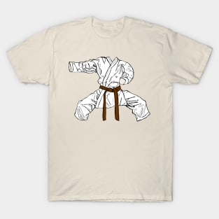 Karate Gi Suit Drawing Brown Belt T-Shirt